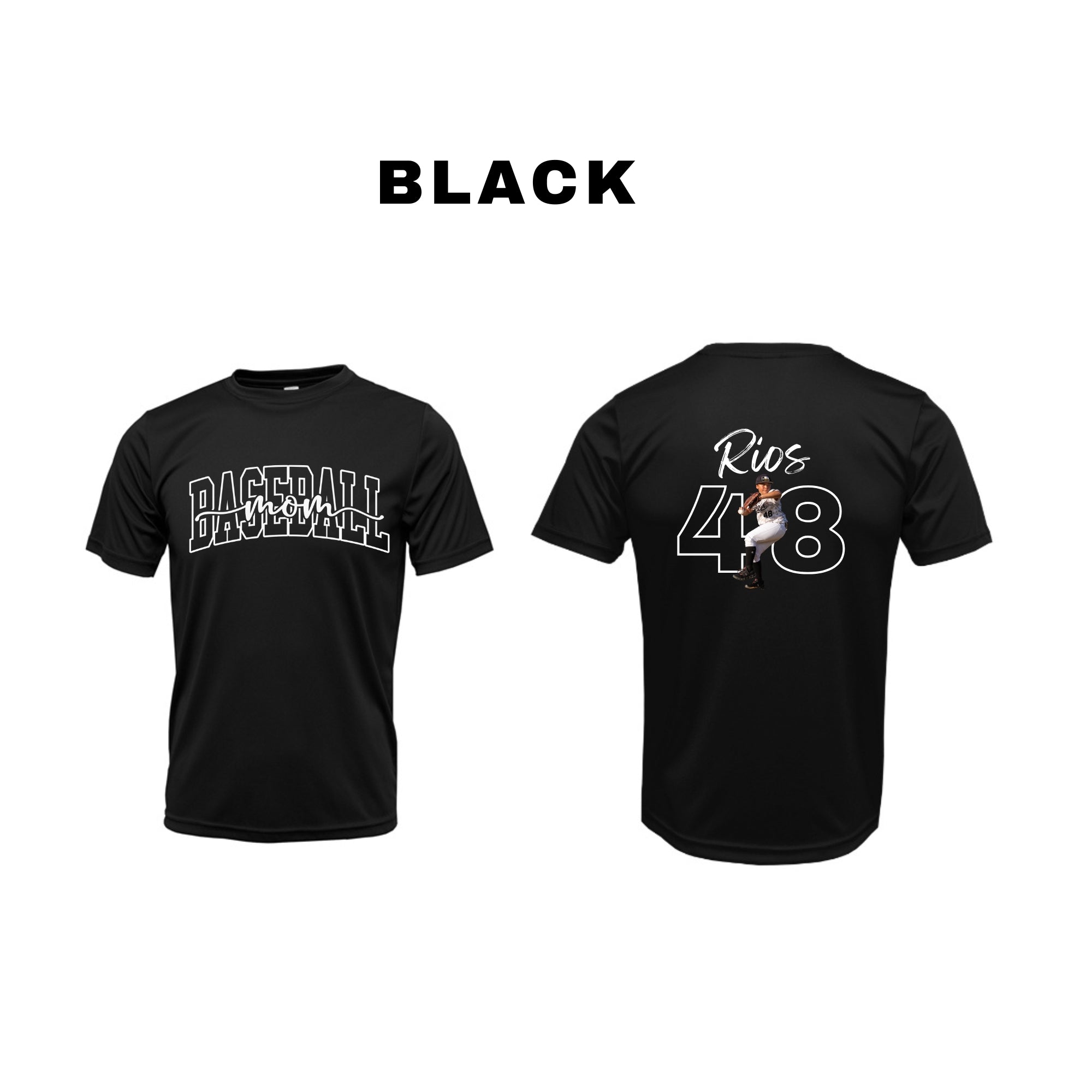 Personalized Baseball Mom Shirt – Custom Name, Number & Action Photo Tee (Short Sleeve)