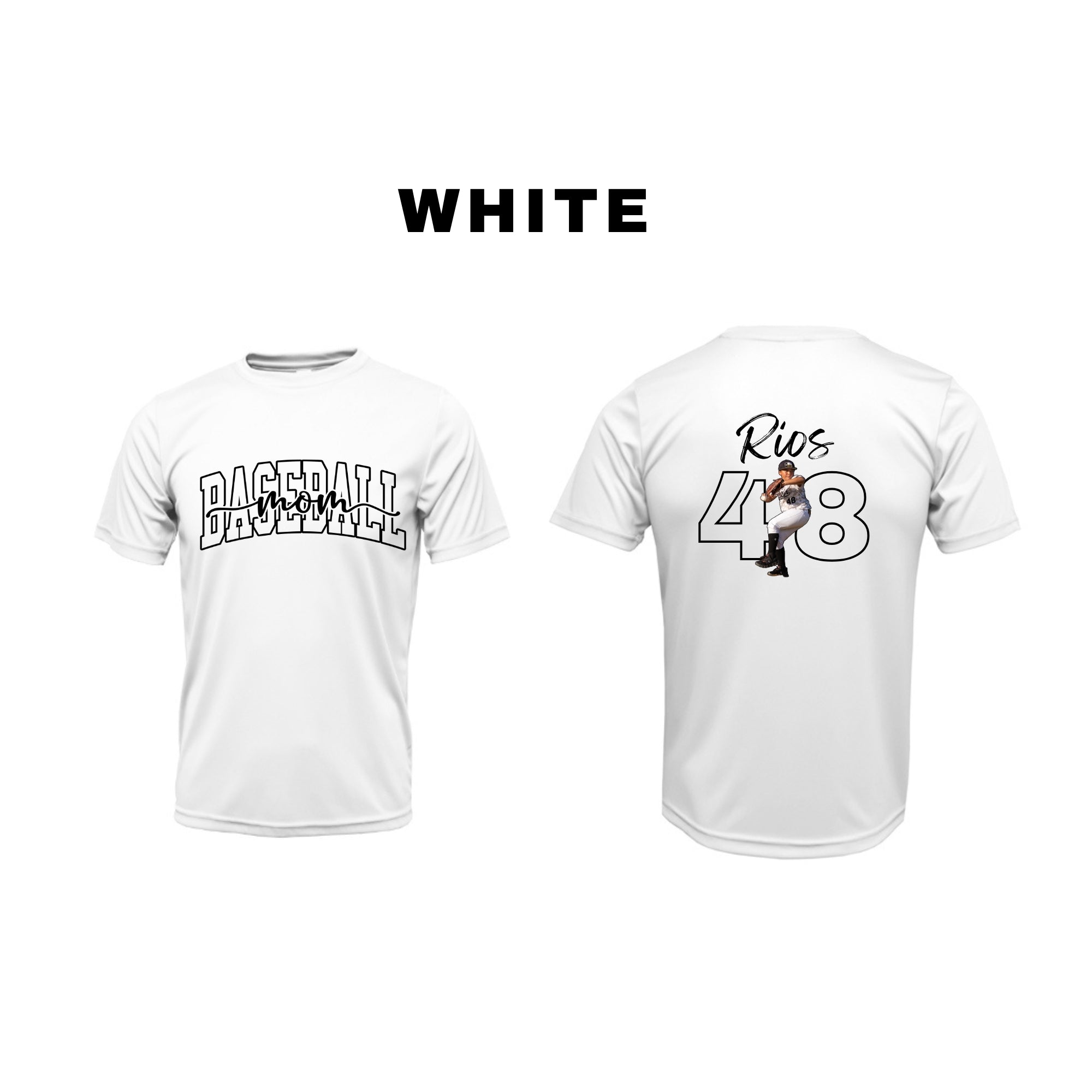 Personalized Baseball Mom Shirt – Custom Name, Number & Action Photo Tee (Short Sleeve)