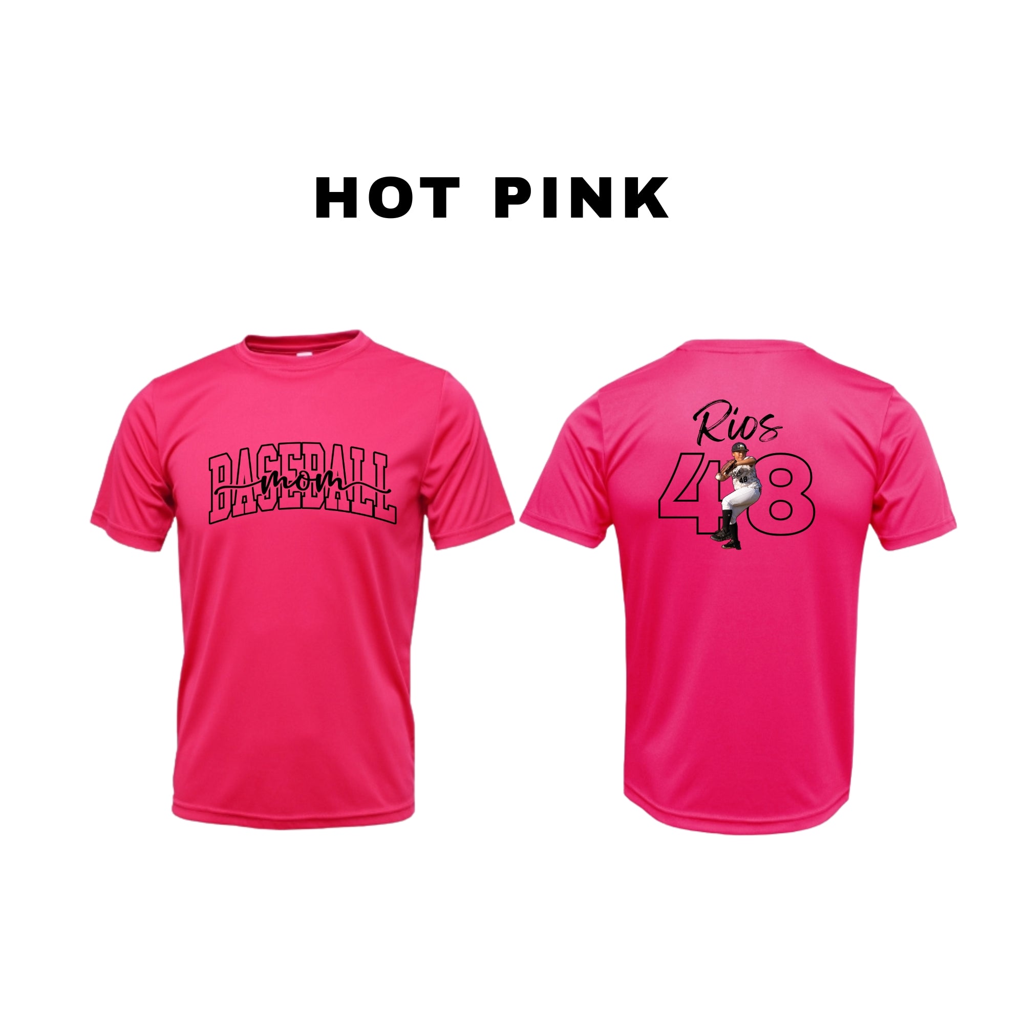 Personalized Baseball Mom Shirt – Custom Name, Number & Action Photo Tee (Short Sleeve)