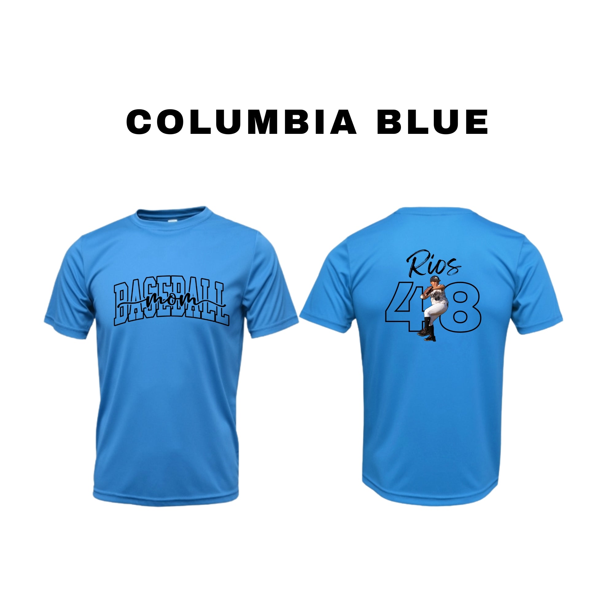 Personalized Baseball Mom Shirt – Custom Name, Number & Action Photo Tee (Short Sleeve)