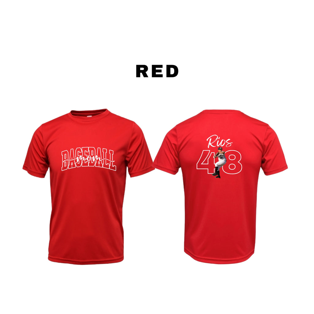 Personalized Baseball Mom Shirt – Custom Name, Number & Action Photo Tee (Short Sleeve)